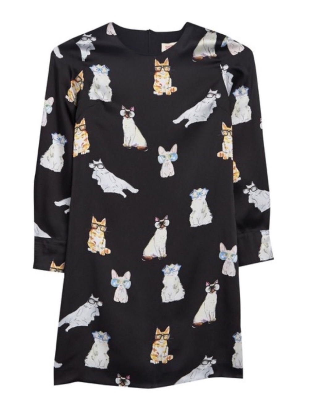 ✨NWT✨ PAUL & JOE SISTER Iziz Cats in Glasses Shift Dress in Noir Black Sz EU 34